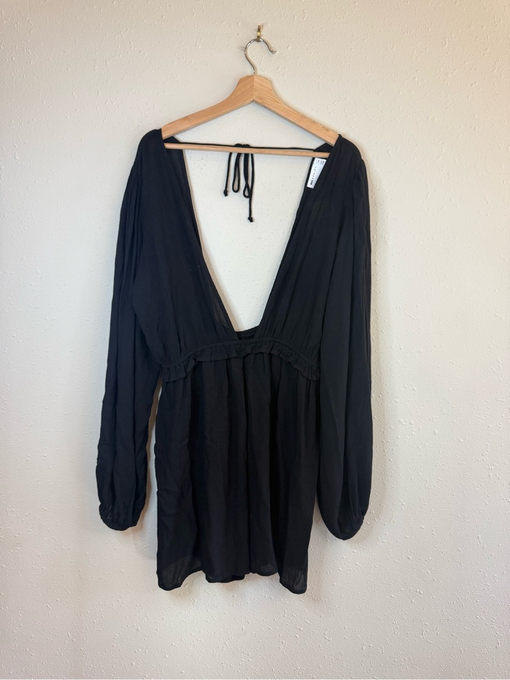 Asos Design Volume Sleeve Plunge Black Beach Romper Sz 10 Tall NWT - Picture 9 of 16